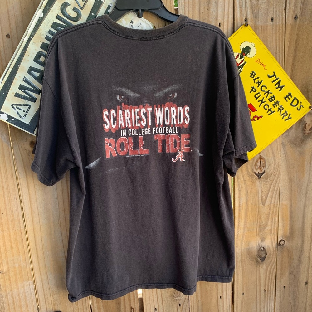 Black Graphic T-Shirt with Red Print